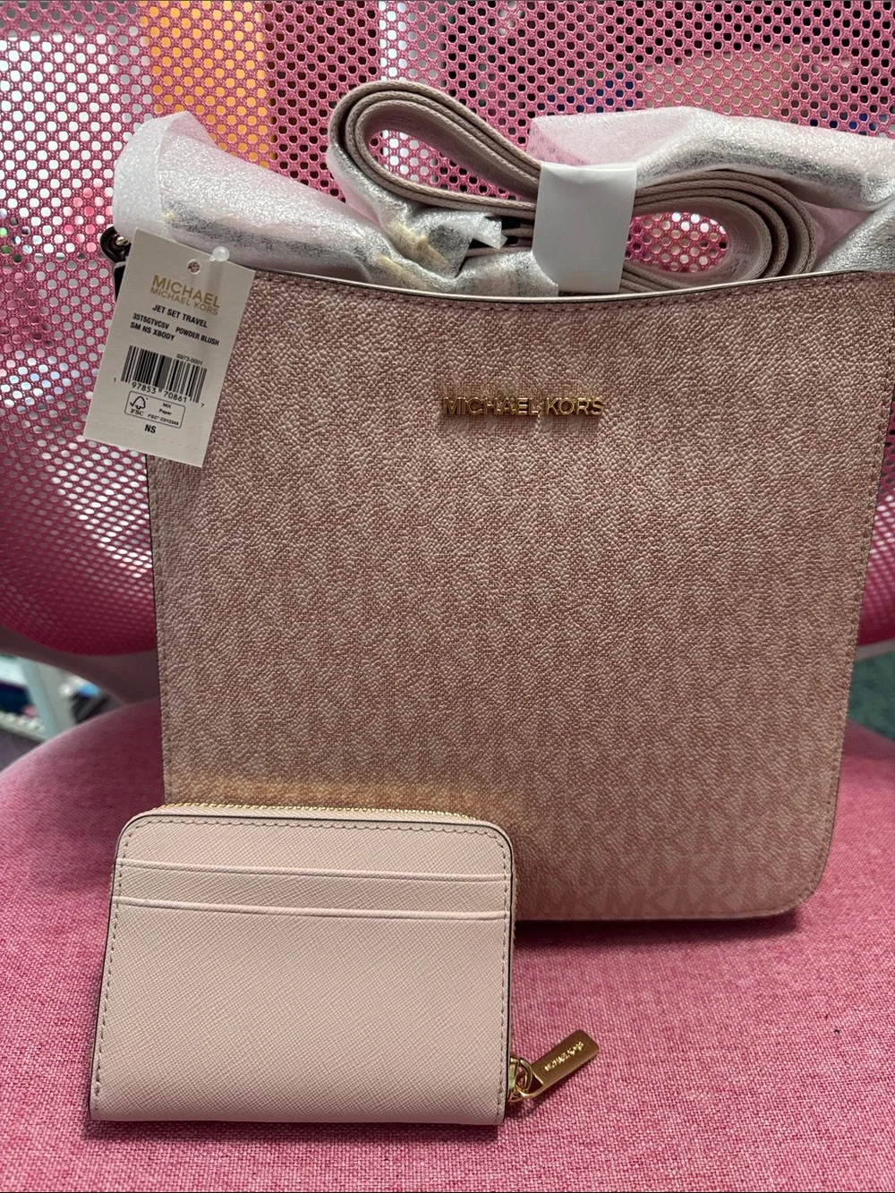 Michael Kors Blush Pink Crossbody with Matching Card Case